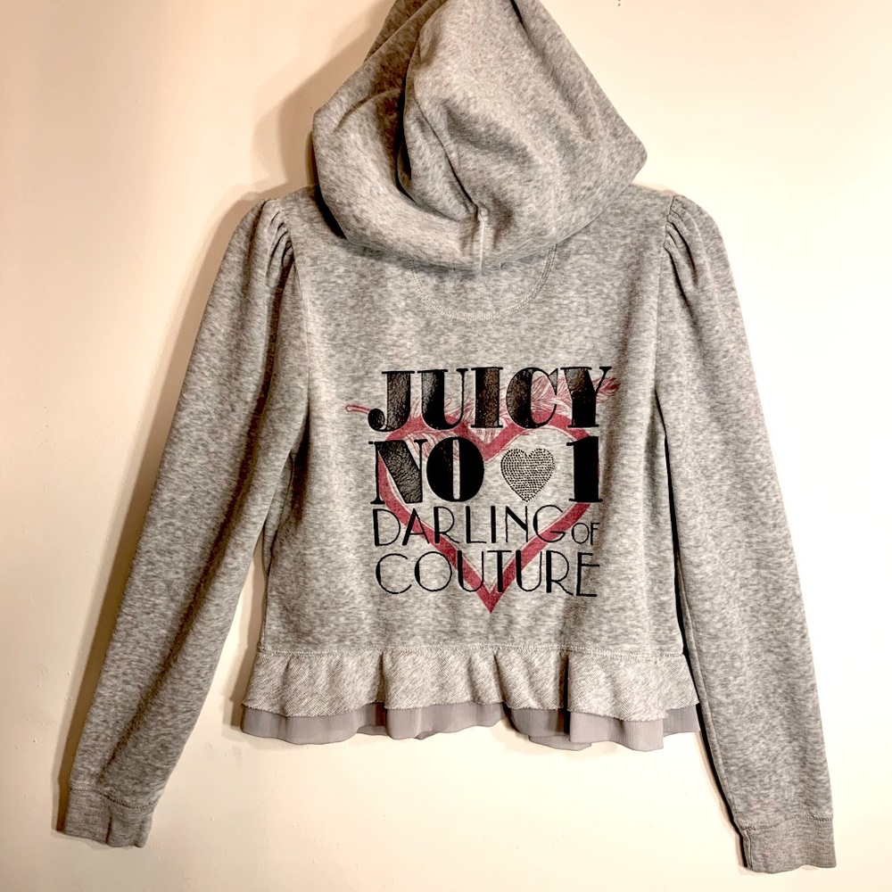Girls Juicy Couture zippered hood gray jacket